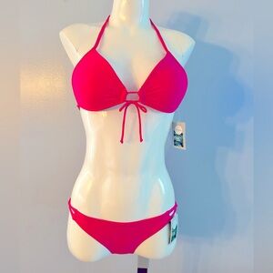 NWT, Eidon Women’s Molded Triangle Push-Up Bikini & Bottom